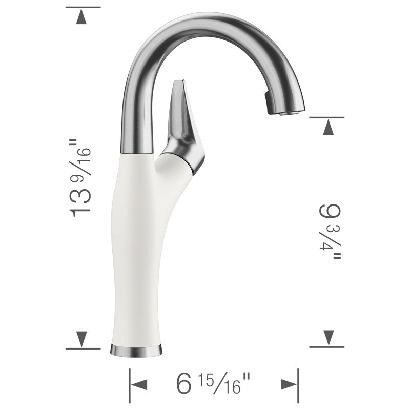 Robinet de bar à double jet Artona - Acier inoxydable / blanc, Blanc, 1,5 gallons par minute