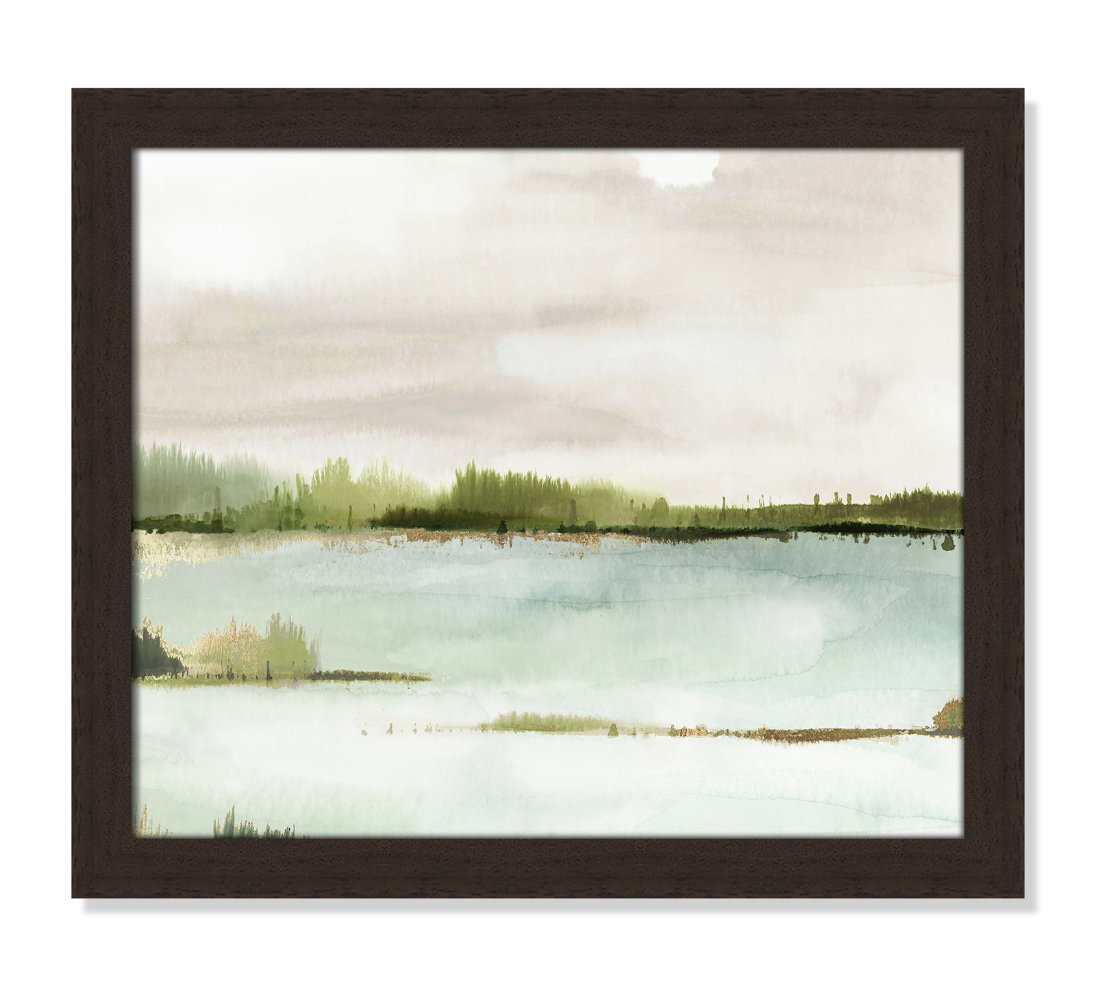 Adamsville "Silent Lake" Painting, 17" H x 20" W x 1.12" D, Walnut Framed