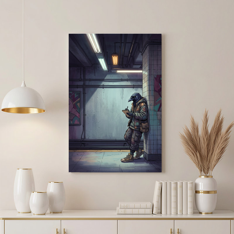 «Anthropomorphic Crow», art mural sur toile Station de métro, 36"H x 24"W