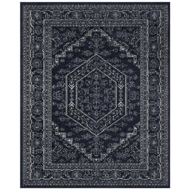 Stromsburg Oriental Area Rug, Navy/Ivory, Rectangle 155 x 229 cm