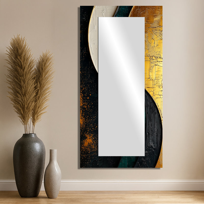 Abstrait géométrique Echoes of Emerald and Gold I - Miroir moderne pour décoration murale - impression sur métal