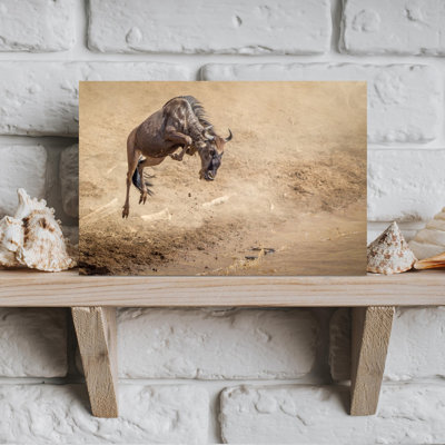 «Wildebeest Great Mouillage Jump», reproduction d'art contemporain sur toile