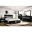 Grand lit avec rangement en bois massif noir