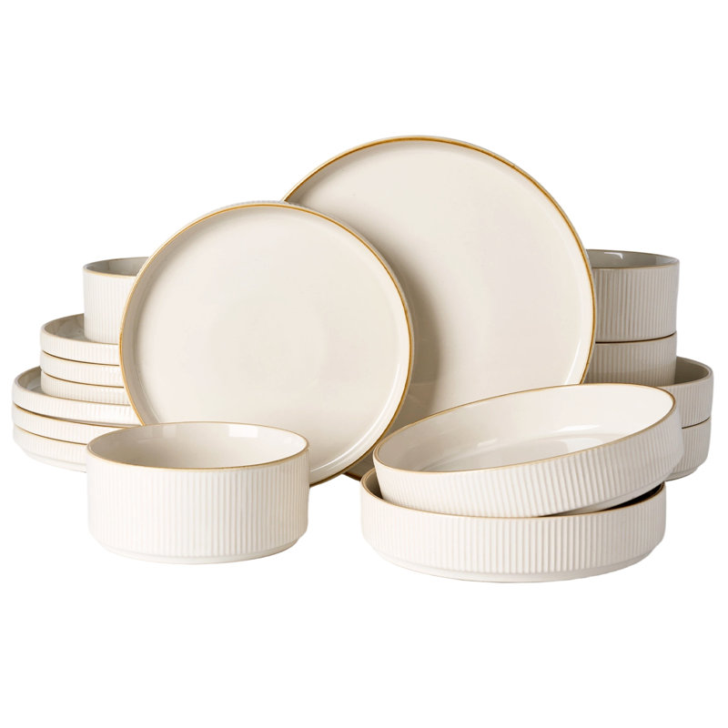 Services de vaisselle 16 pièces Azal, Crème