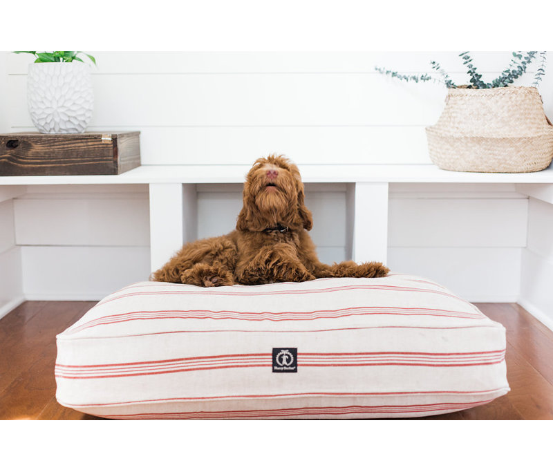 Oreiller rectangulaire pour chien Grain Sack, Grand (H 5 po x l 44 po x P 36 po), Rouge