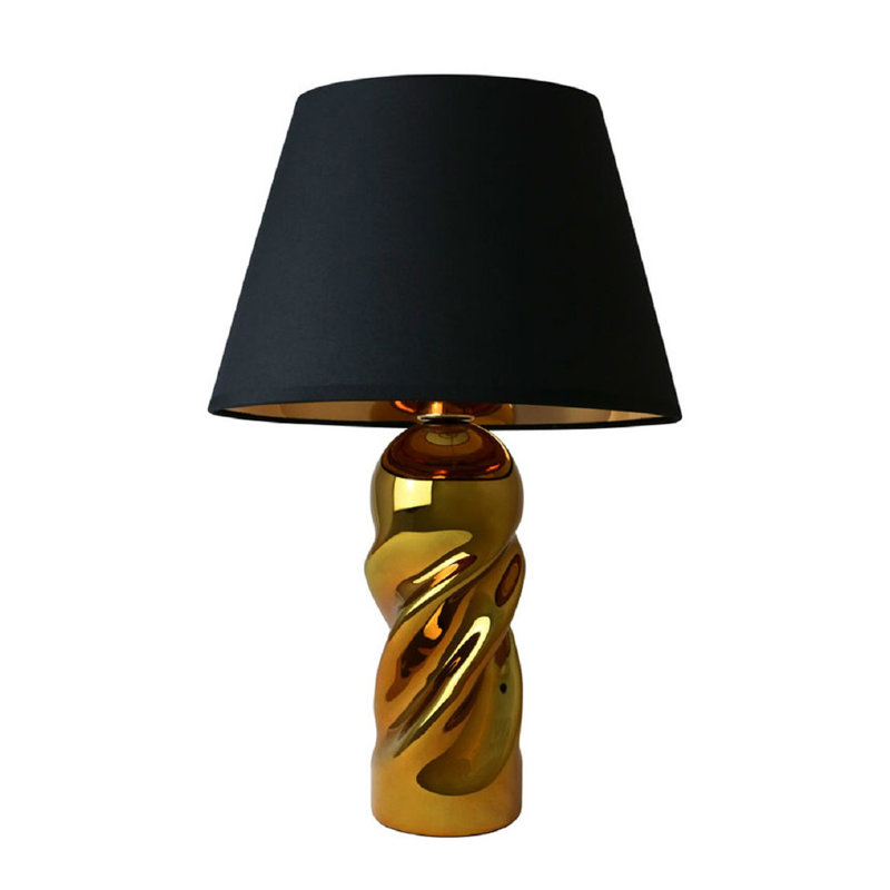 Pillar Glass Table Lamp, Gold/Black