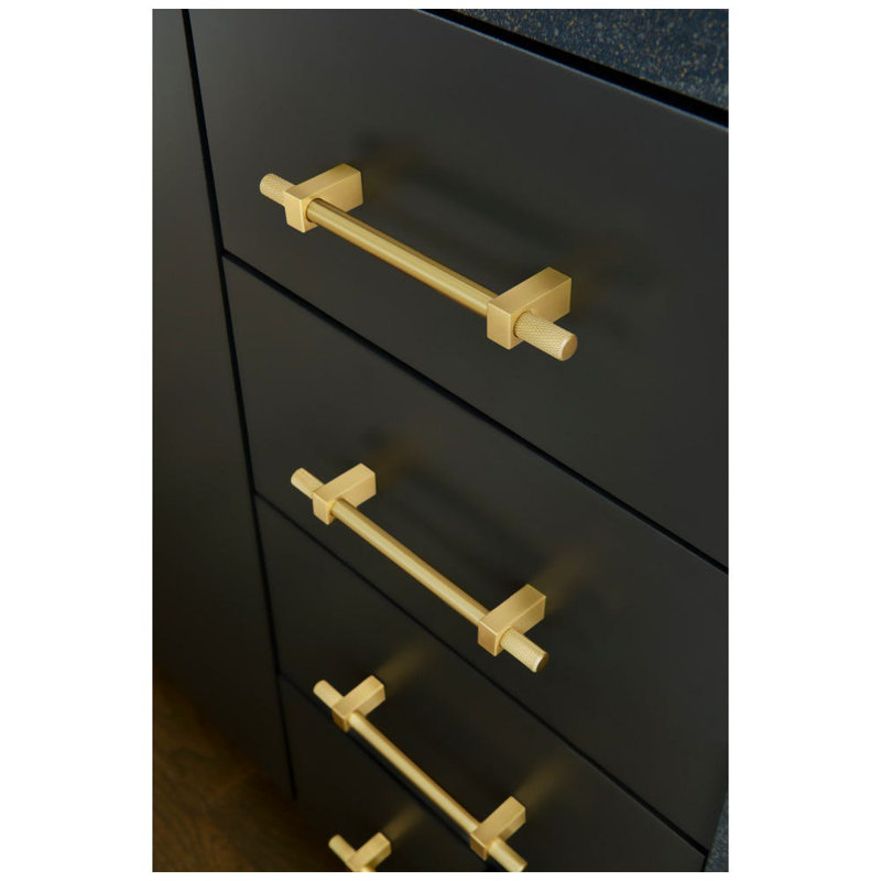 Larkin 4 Knurled Ends Bar Pull, Satin Bronze, 3 3/4"