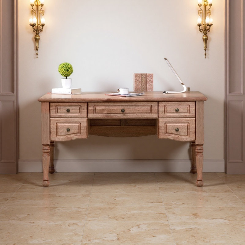 Bureau en bois de teck couleur naturelle