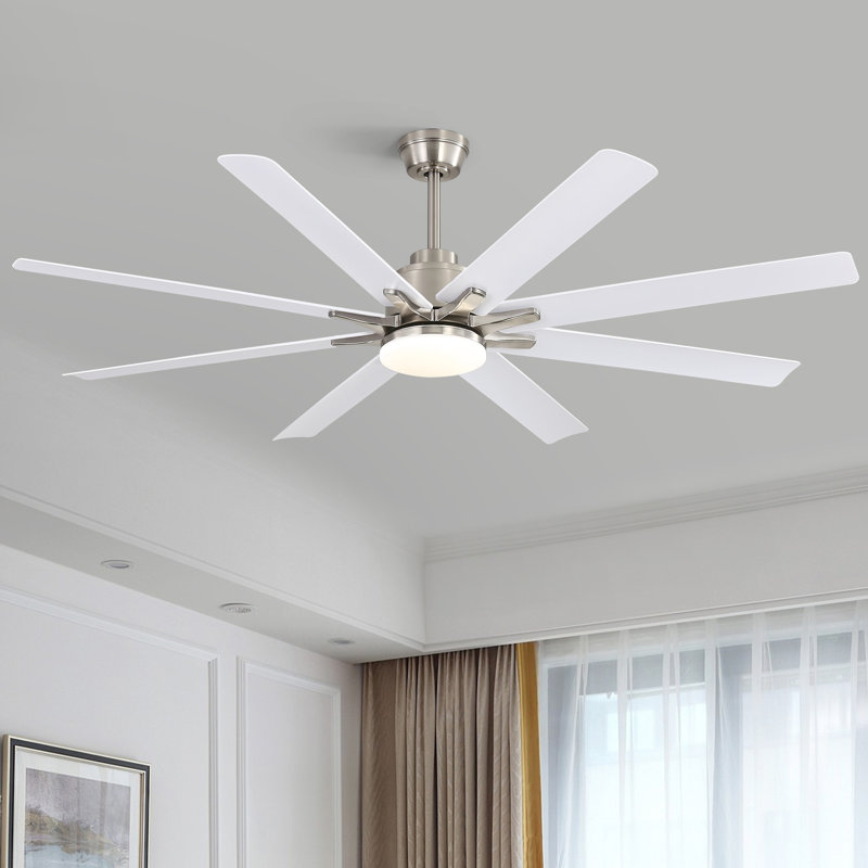 Ventilateur de plafond intelligent à 8 pales de 52 po avec lumière DEL et à intensité variable, télécommande / application / commande vocale / moteur réversible Bartling
