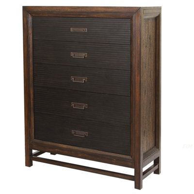 Commode à cinq tiroirs, aucun assemblage requis, finition à deux tons