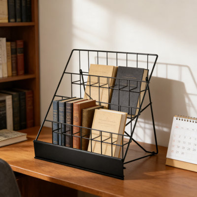 4-Tier Tabletop Book Display Rack For Magazines, Cds, And Literature - Compact Multi-Tier Organizer For Home, Office, And Retail Spaces