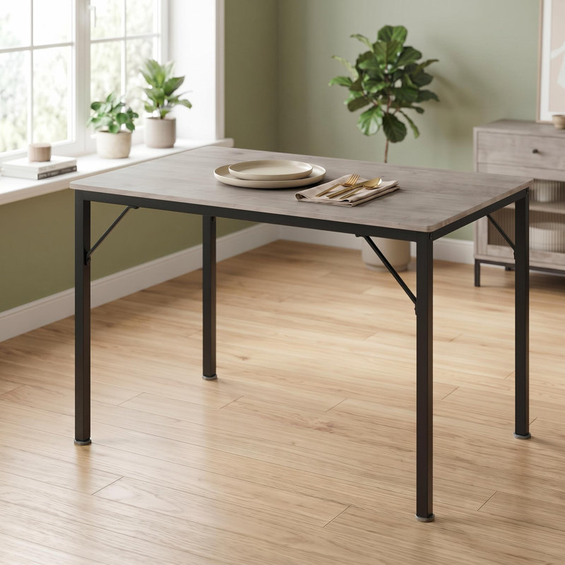 Table de salle à manger industrielle 43,3 po pour 4 personnes - Bureau de cuisine gris pour la salle à manger ou le salon (table seulement)