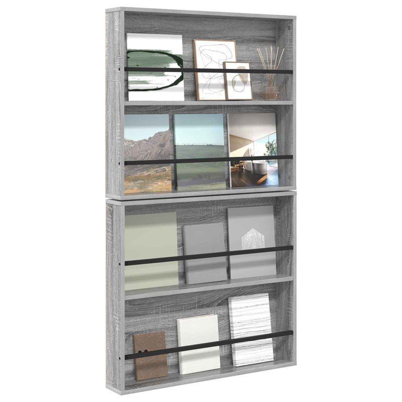 Wood Magazine Rack, Grey
