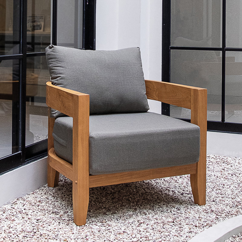 Keaton Teak Patio Chair with Cushions, Gray