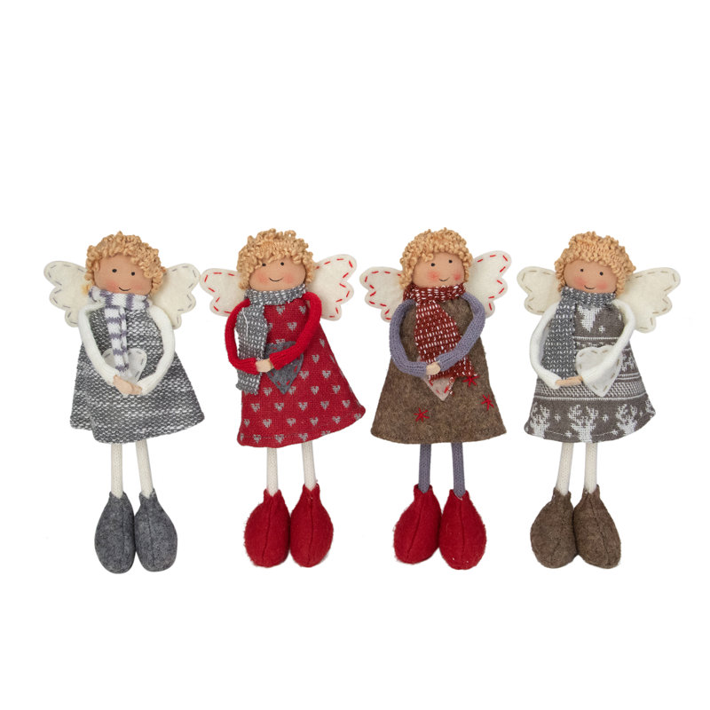 Ensemble de 4 décorations de Noël d'anges sœurs debout 9 po