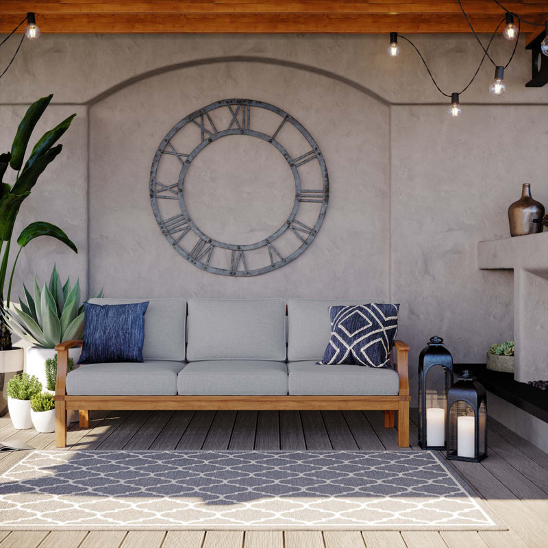Marina Outdoor Patio Teak Sofa, Gray