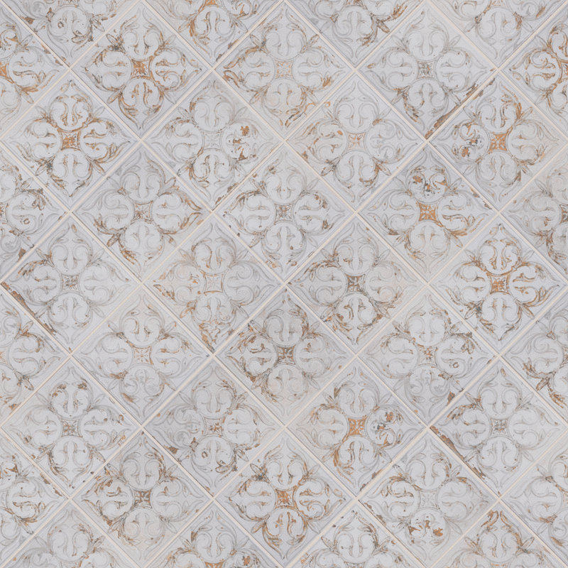 Antigua Lis 13" x 13" Straight Edge Porcelain Metal Look Wall Tile, White