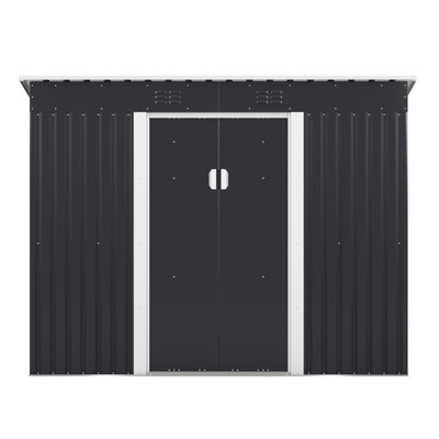 Remise de rangement extérieure 4,2 X 9,1 pi, remise à outils en métal avec évents à portes verrouillables, remise de jardin utilitaire pour patio