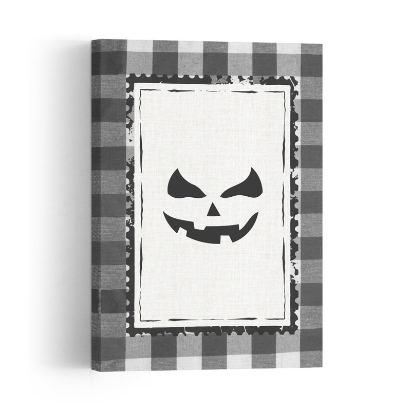 Spooky Halloween Pumpkin Contemporary Autumn Wall Art Print 1 Piece Wrapped Canvas Wall Art, 91.44cm H x 60.96cm W