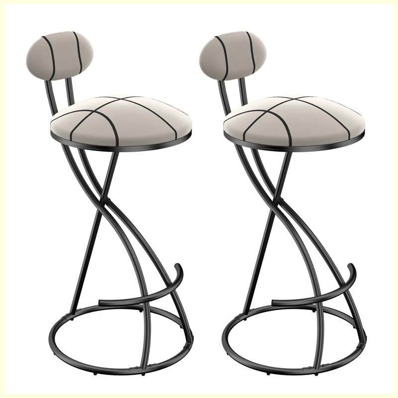 Ensemble de 2 tabourets de bar modernes avec repose-pieds, Noir, Blanc