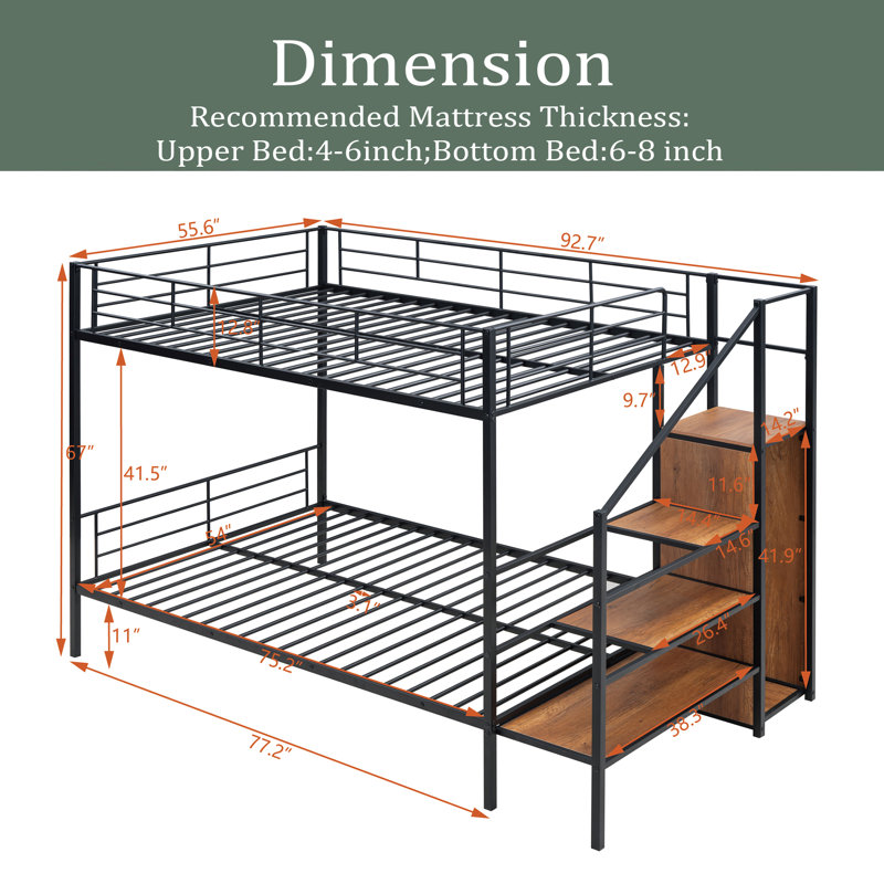 Eleuterio Kids Bunk Bed, Full Over Full, Black