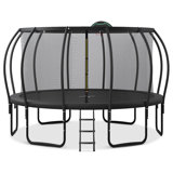 16FT Trampoline For Kids With Upgraded Arcpole And Composite Toploop For Safety Enclosure, Plus Basketball Board And 12 Ground Stakes, Outdoor Recreational Playset Balance Physical Training Trampoline