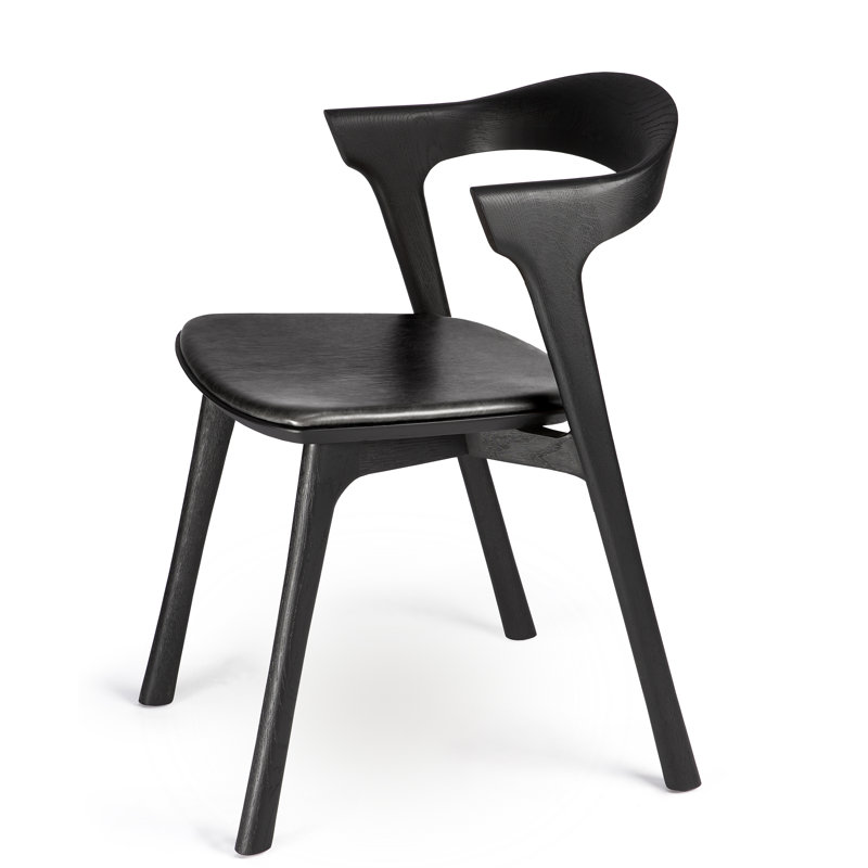 Bok Leather Dining Chair, Black Leather, Black