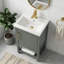Meuble-lavabo sur pied vert vintage de 51 cm avec lavabo en céramique intégré