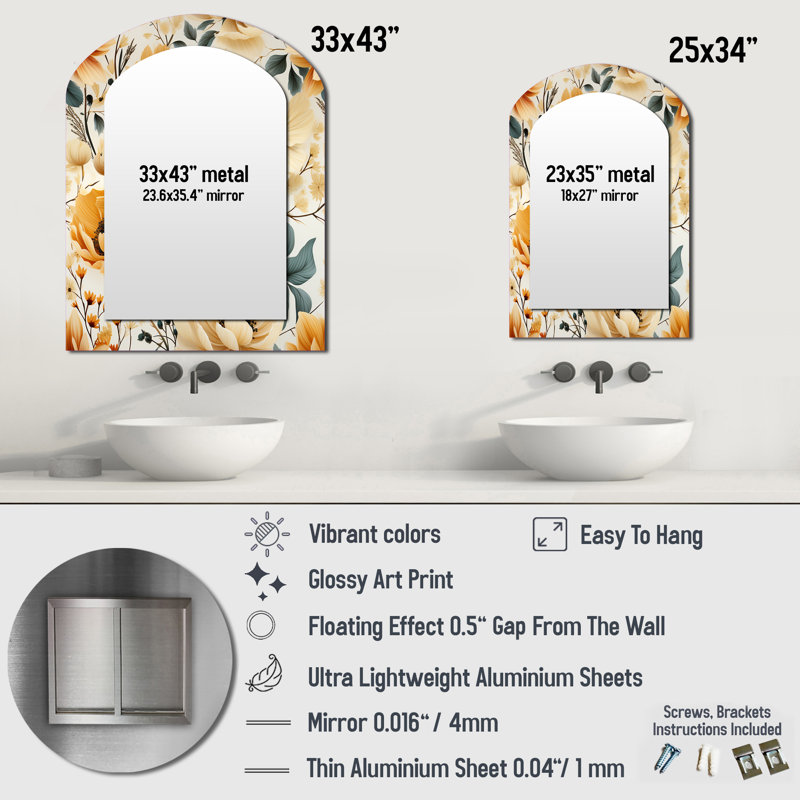 Miroir mural beige et rustique, 34 po x 25 po