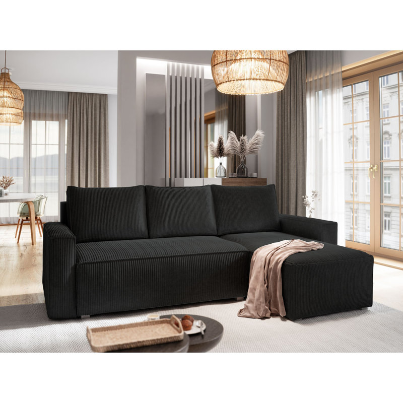 Shanett 3 Seater Sofa Bed, Black