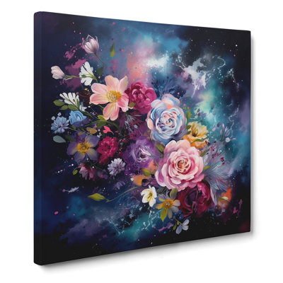 Galaxy Floral Art No.5 - Wrapped Canvas