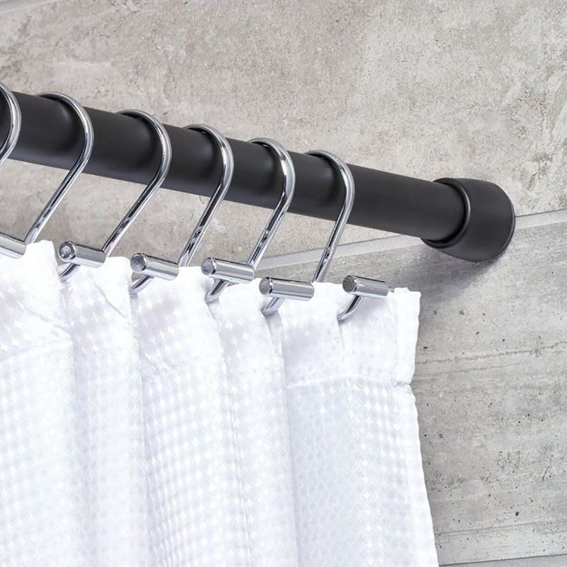 Adjustable Black Stainless Steel Tension Shower Curtain Rod