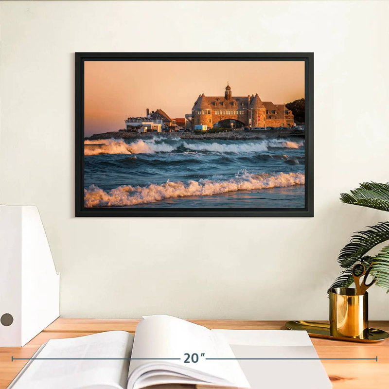 Narragansett Towers, Floating Frame Black, 13" X 9"