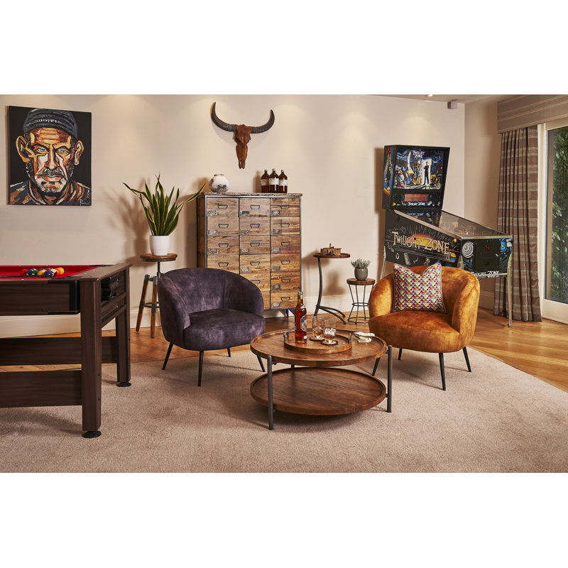 Velvet Barrel Chair, Charcoal