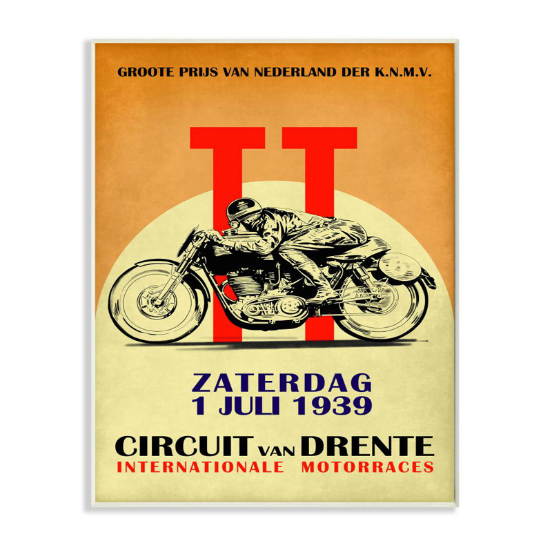 «European Racing Circuit», affiche «Moto Sport Vintage» par Ziwei Li, impression, H 19 po x l 13 po, Plaque murale