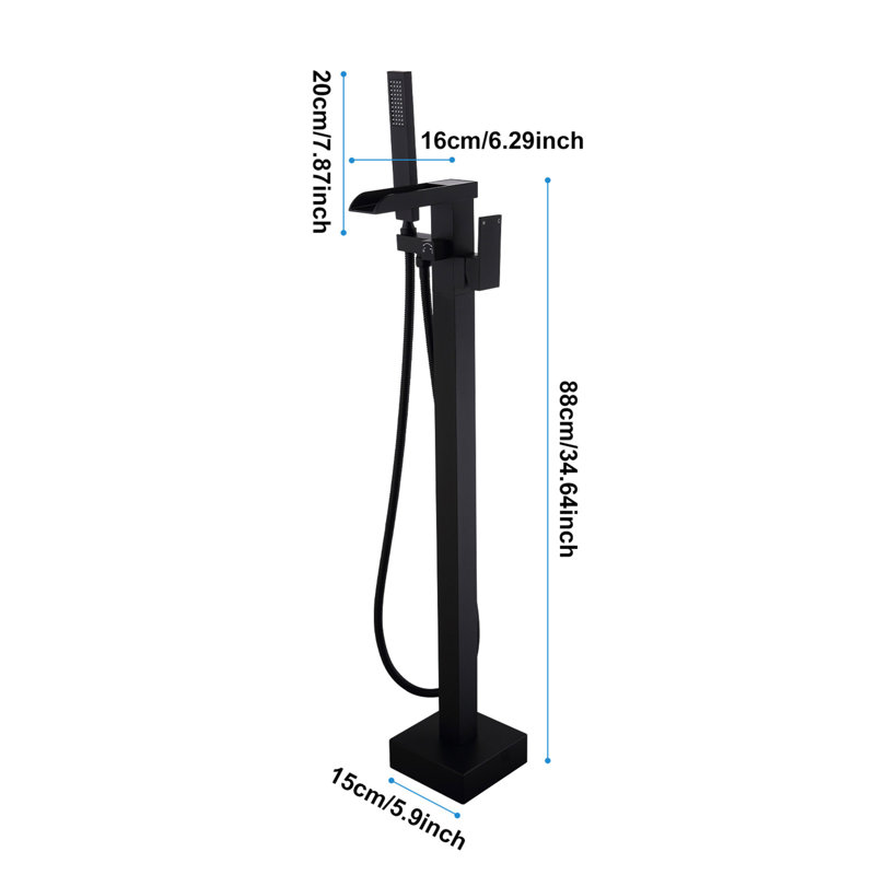 Freestanding Bathtub Faucet Tub Filler Matte Black Floor Mount Bathroom Faucets Single Handle With Hand Shower