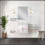 Meuble-lavabo simple blanc lustré 24 po X P 22 po D, comptoir en marbre de Carrare, 18 po Ensemble miroir et robinet
