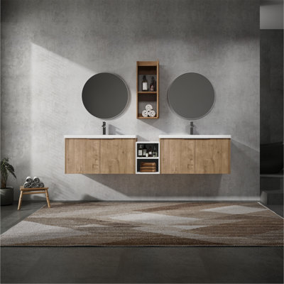 Meuble-lavabo mural élégant avec rangement abondant et attrait moderne