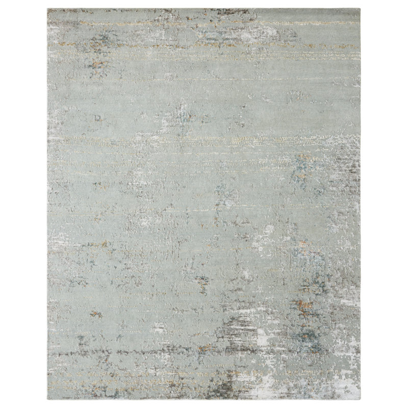 Illusion Weave Hand Knotted Abstract Area Rug, Rectangle 10' x 14'
