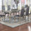 Table de salle à manger formelle 1pc avec 2 feuilles seulement au fini argenté / gris au design antique