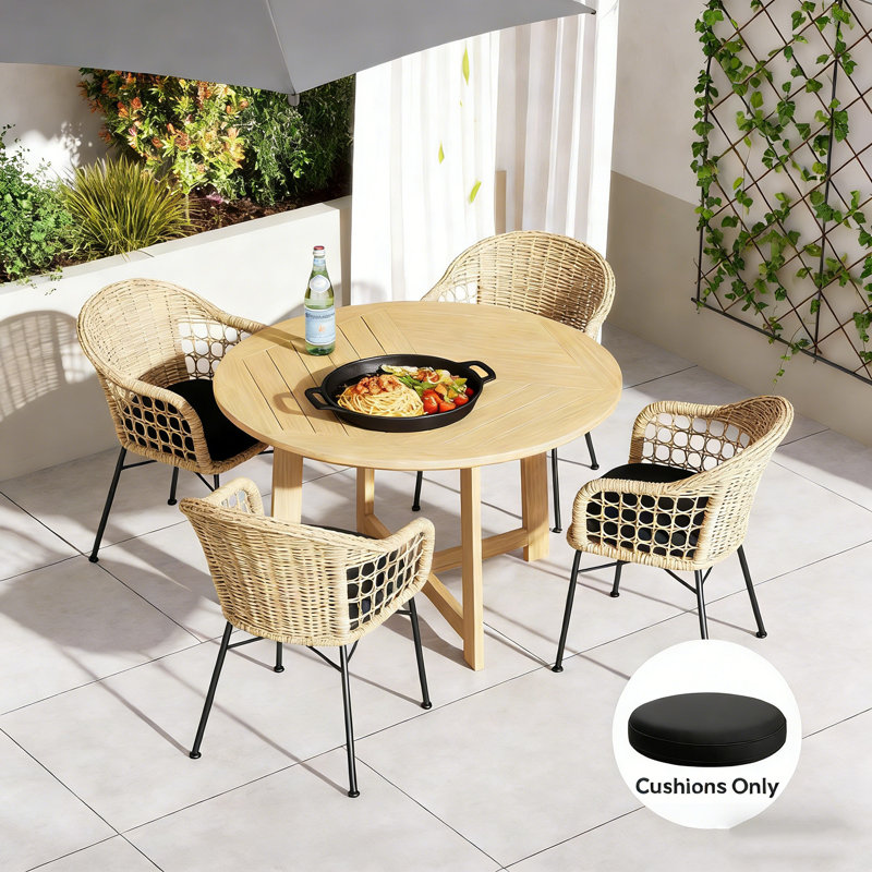 4 Pcs Round Outdoor Seat Cushions – 15"×2.8" Patio Chair Cushions, Non-slip Ties Fits 15"-15.7" Seats For Garden/patio/dining Room