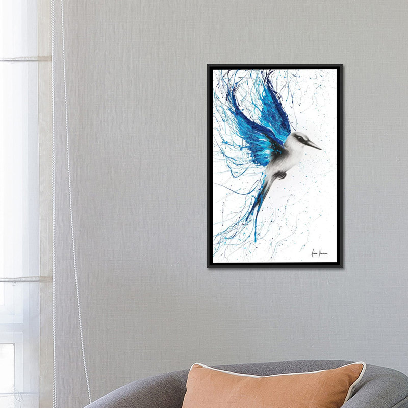 «True Blue», impression sur toile, H 26 po x l 18 po x P 1,5 po, Toile avec cadre noir, Pas de tapis