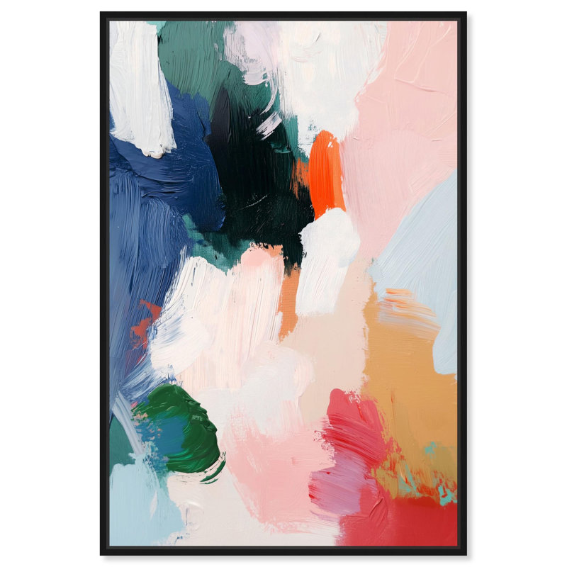 Art Remedy, toile abstraite vibrante, Cadre flottant noir, H 16 po x l 11 po
