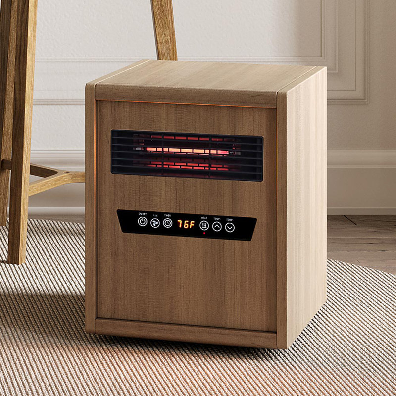 Modern Ember Portable Rolling Infrared Space Heater with LED Touchscreen w/ Remote, Light Oak Wood, Light Oak Wood