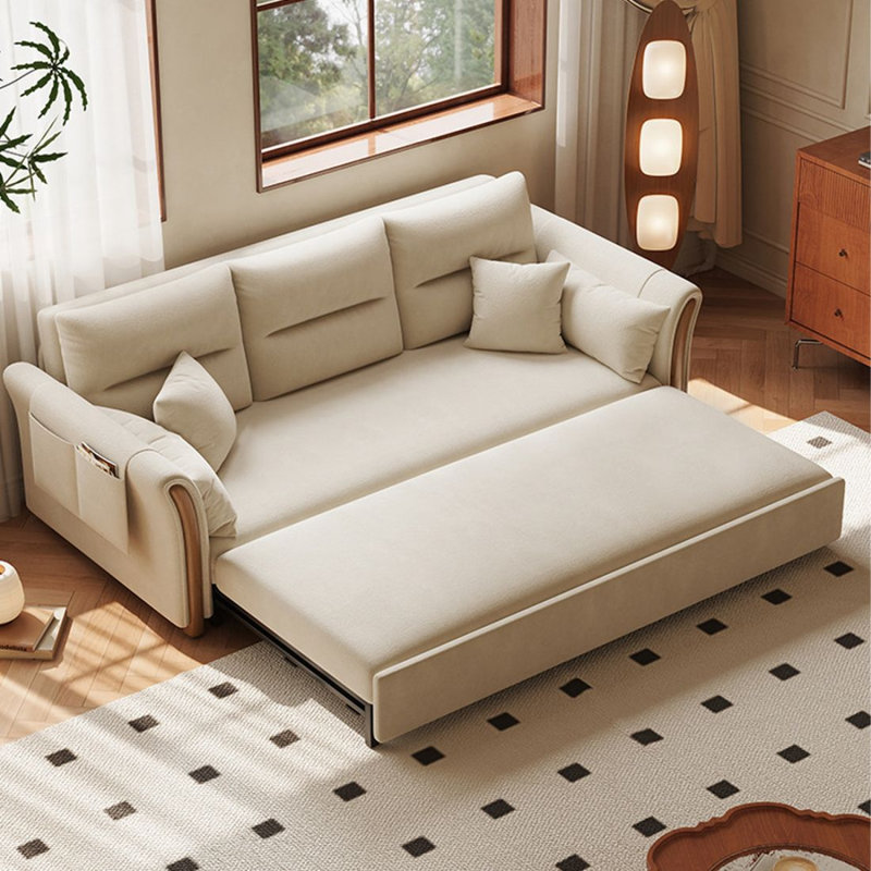 Canapé-lit en suède beige Causeuse, 32.28"H*70.87"W*32.28"D