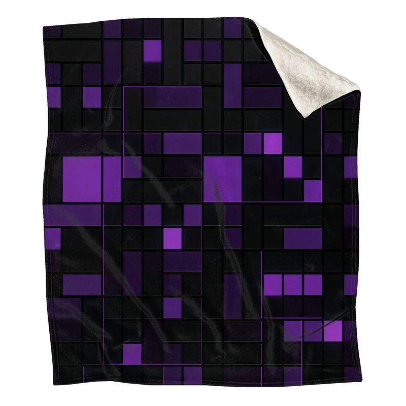 Couvertures géométriques violettes à grille, L 60 po x H 80 po