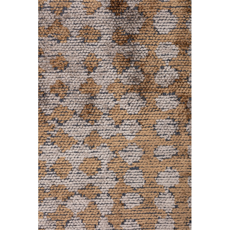 Rapture Mustard Brown/Gray Polka Dots Luxury Area Rug, Rectangle 7'10" x 11'2"