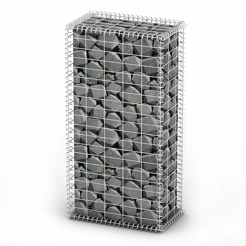 Gesele Grey Metal Gabion Basket, 100cm H x 50cm W x 30cm D