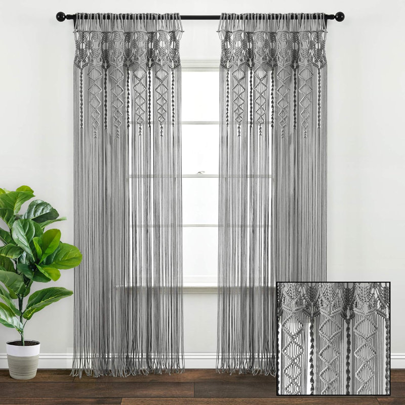Cotton Semi Sheer Single Curtain Panel, Grey