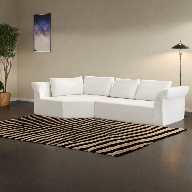 Canapés modulaires modernes, mousse beige, accoudoirs larges, canapé incurvé pour la maison
